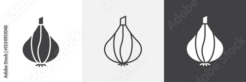 Garlic icons in Thin line black color. flat simple vector symbols illustration.