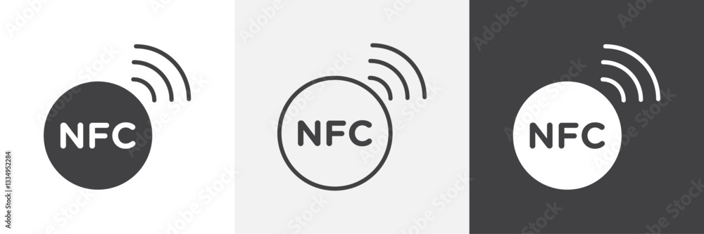 Nfc icons in Thin line black color. flat simple vector symbols illustration. Nfc icons in Thin line black color. flat simple vector symbols illustration.