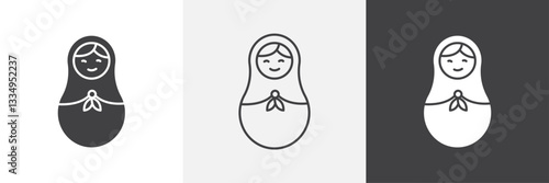 Nesting dolls icons in Thin line black color. flat simple vector symbols illustration.
