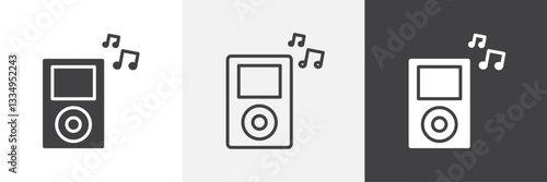 Mp3 player icons in Thin line black color. flat simple vector symbols illustration.