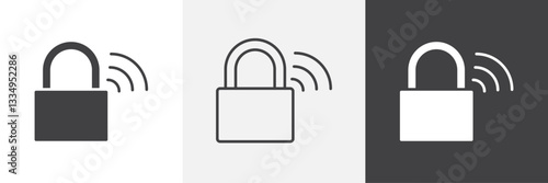 Nfc lock icons in Thin line black color. flat simple vector symbols illustration.