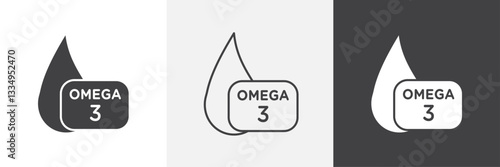 Omega 3 icons in Thin line black color. flat simple vector symbols illustration.
