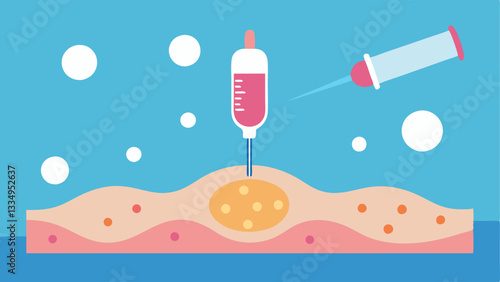 Nutrient Delivery Background elements showing a syringe delivering exosomes into the skin during the microneedling process to visualize nutrient infusion.