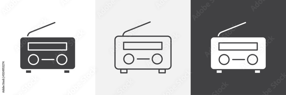 Radio icons in Thin line black color. flat simple vector symbols illustration. Radio icons in Thin line black color. flat simple vector symbols illustration.