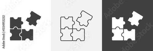 Puzzle pieces icons in Thin line black color. flat simple vector symbols illustration.