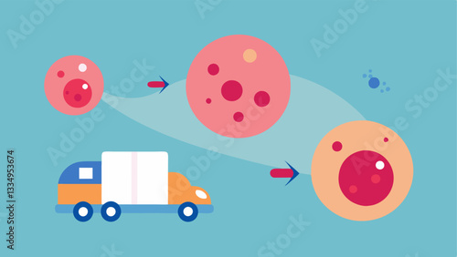 Nourishment Delivery An illustration with exosomes depicted as delivery vehicles carrying essential nutrients and growth factors to skin cells facilitating the recovery process.