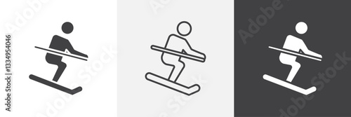 Skiing icons in Thin line black color. flat simple vector symbols illustration.