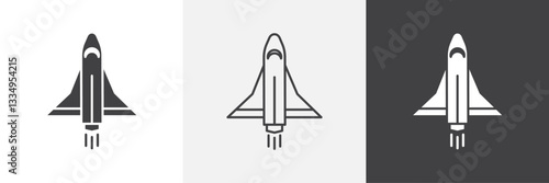 Space shuttle icons in Thin line black color. flat simple vector symbols illustration.