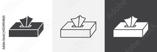 Tissue box icons in Thin line black color. flat simple vector symbols illustration.