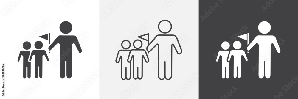 Tour guide people icons in Thin line black color. flat simple vector symbols illustration. Tour guide people icons in Thin line black color. flat simple vector symbols illustration.