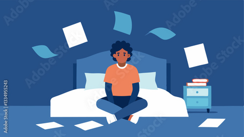 Multiple Bills on a Bed An individual sitting on the edge of a bed with a shocked expression as they look at multiple medical bills laid out in front of them.
