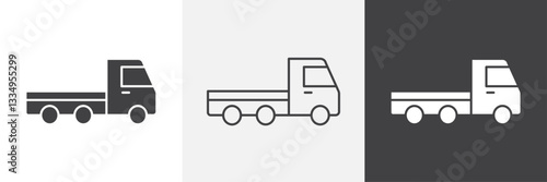 Truck container empty icons in Thin line black color. flat simple vector symbols illustration.