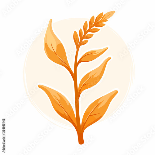 Stylized buckwheat plant illustration on white background, botanical art