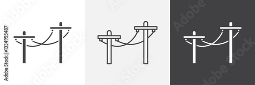 Utility pole icons in Thin line black color. flat simple vector symbols illustration.
