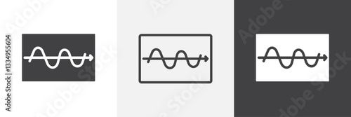 Wave sine icons in Thin line black color. flat simple vector symbols illustration.