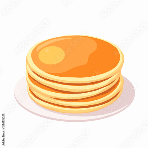 Delicious stack of pancakes on white plate, breakfast delight