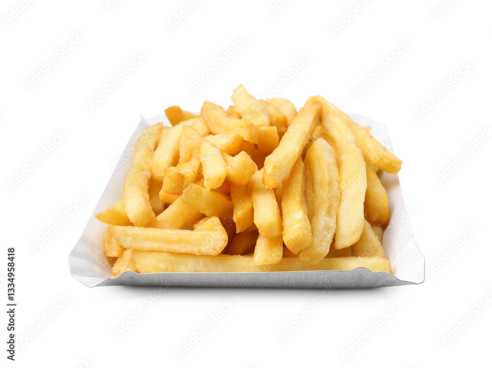 Many delicious French fries isolated on white Many delicious French fries isolated on white