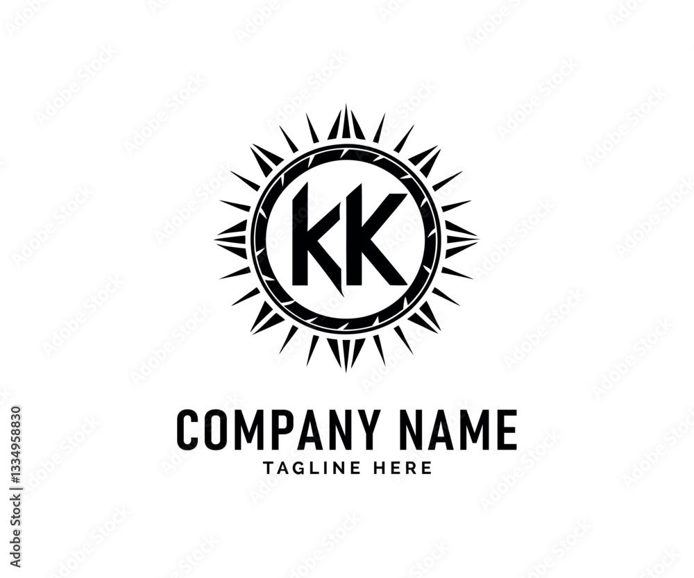 KK Monogram logo Design. KK Monogram logo Design Sunburst, Circle, Brand Identity, Vector KK Monogram logo Design. KK Monogram logo Design Sunburst, Circle, Brand Identity, Vector