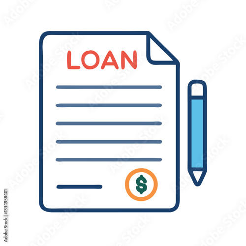 loan document colored icon on transparent background 
