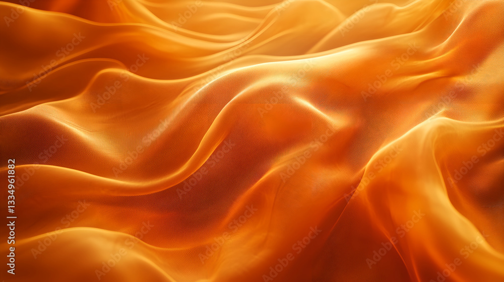 Fototapeta premium Golden Waves: An abstract, close-up view of flowing, golden-orange waves, evoking a sense of warmth, energy, and fluidity.