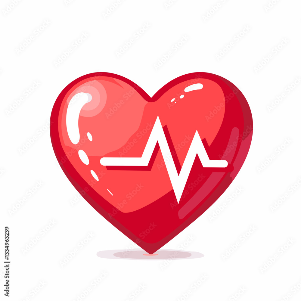Heart symbol with heartbeat line on white background, health awareness Heart symbol with heartbeat line on white background, health awareness