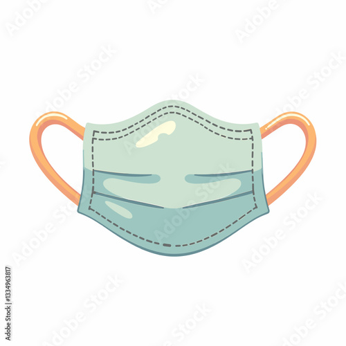 Colorful face mask illustration on white background, health awareness
