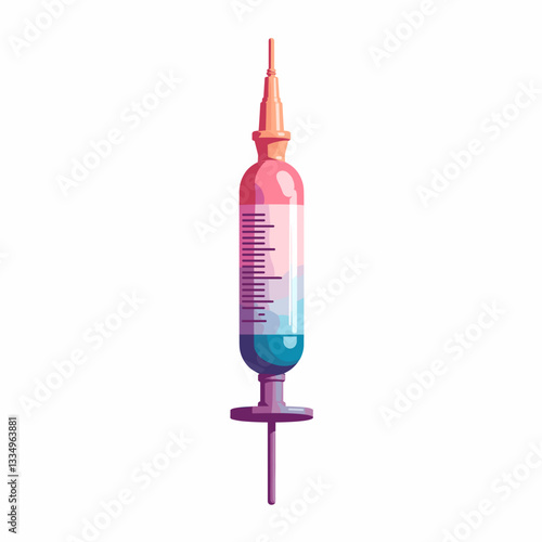 Flu vaccine syringe illustration on white background, health awareness