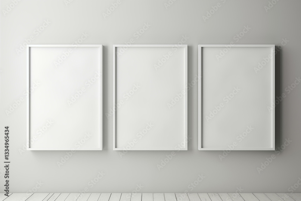 Rectangular poster frame mockups. Blank gallery photo frames, modern white borders with solid interior background for your design Rectangular poster frame mockups. Blank gallery photo frames, modern white borders with solid interior background for your design
