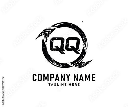 QQ Monogram logo Design. QQ logo Design Grunge, Circle, Initials, Brand, Company, Monogram, Vector