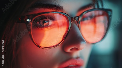 Wallpaper Mural Woman Glasses Close Up Red Light Torontodigital.ca