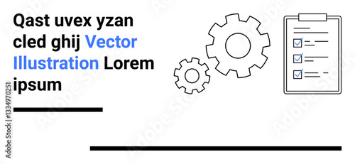 Gears of different sizes beside a checklist symbolizing process optimization. Ideal for business, productivity, efficiency, task management, organization, planning, workflow, simple landing page