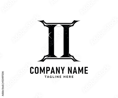 II Monogram logo Design. Monochromatic Gothic Style II logo Design, Vector