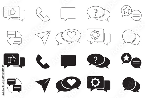 Dialogue and communication outline icon - editable stroke