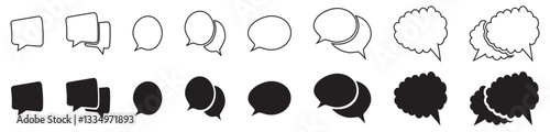 Speech bubble line icon bundle - editable stroke