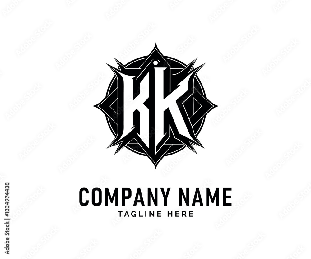 KK Monogram logo Design. Modern KK Monogram logo Design, Geometric, Spiky, Tribal, Vector KK Monogram logo Design. Modern KK Monogram logo Design, Geometric, Spiky, Tribal, Vector