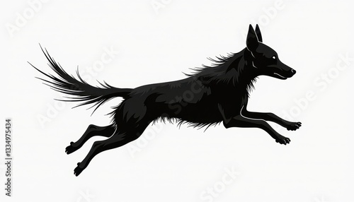Wallpaper Mural Black silhouette of a dog running against a minimalist background   Torontodigital.ca