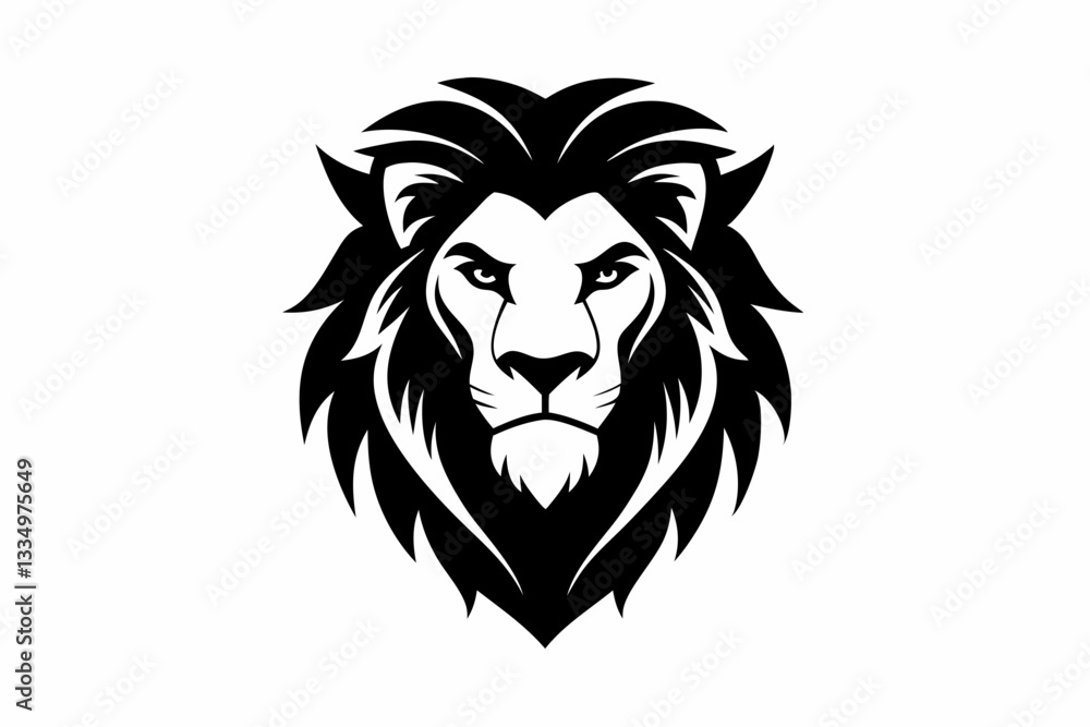Fototapeta premium Lion King face logo silhouette black vector