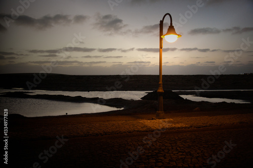 Lonely Streetlight in Dusk's Embrace