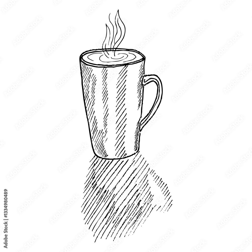 Tea cup vector illustration. Hand drawn drink. Drink in sketch style.