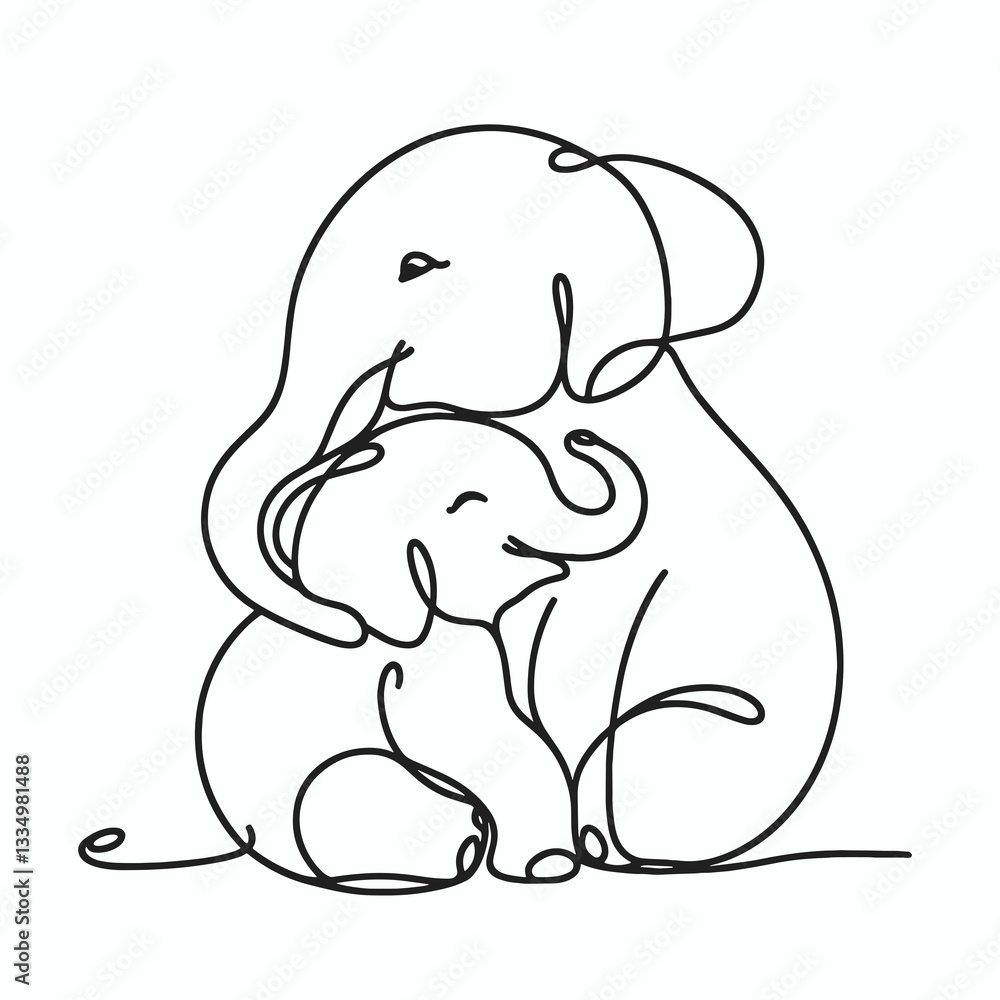 Obraz premium elephants hug silhouette 