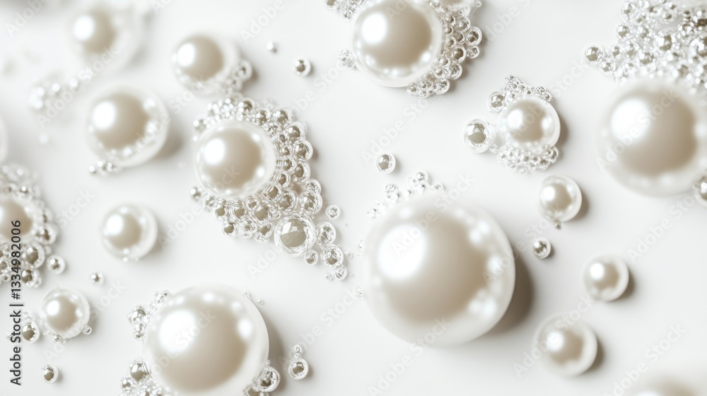 A white background with shiny pearls scattered throughout, creating an elegant and luxurious atmosphere. suitable for beauty or luxury brand marketing materials A white background with shiny pearls scattered throughout, creating an elegant and luxurious atmosphere. suitable for beauty or luxury brand marketing materials