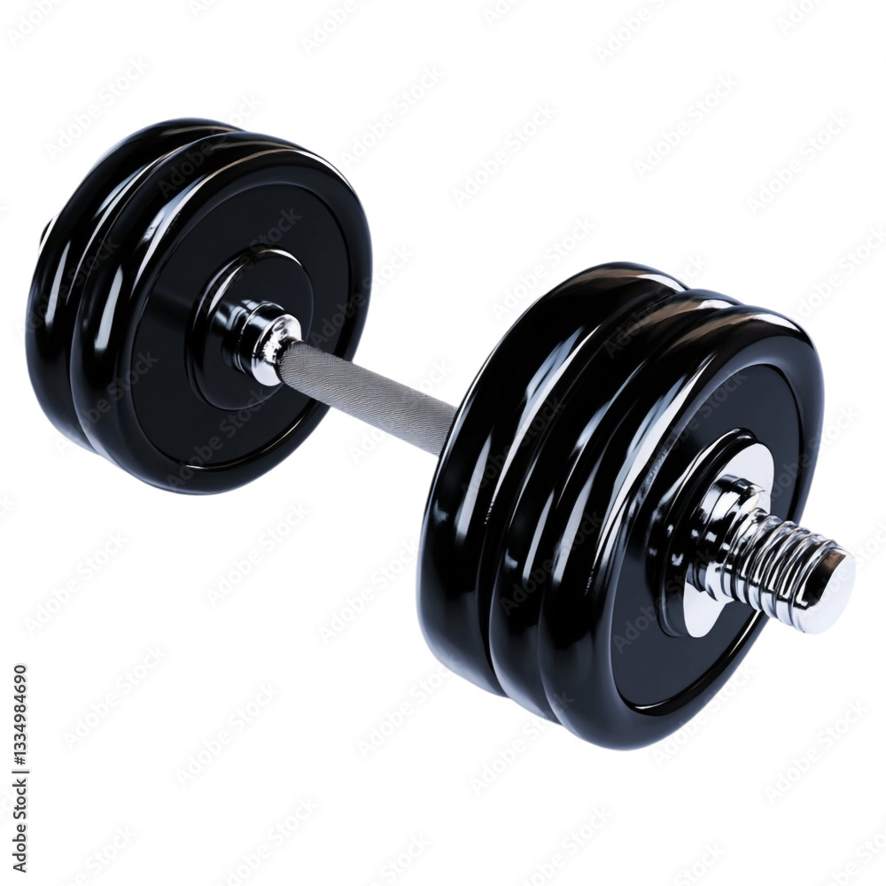 Naklejka premium Black dumbbell weightlifting fitness gym workout strong power exercise strength training equipment
