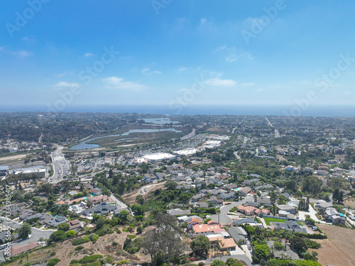 Obraz na płótnie Aerial view of middle class houses in the valley of Oceanside town in San Diego, California. USA. w salonie
