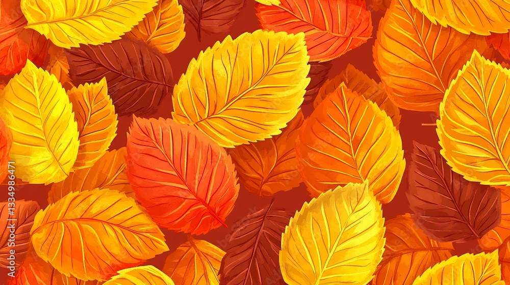 Vibrant Autumn Leaves Background Golden and Red Fall Foliage Seamless Pattern Vibrant Autumn Leaves Background Golden and Red Fall Foliage Seamless Pattern