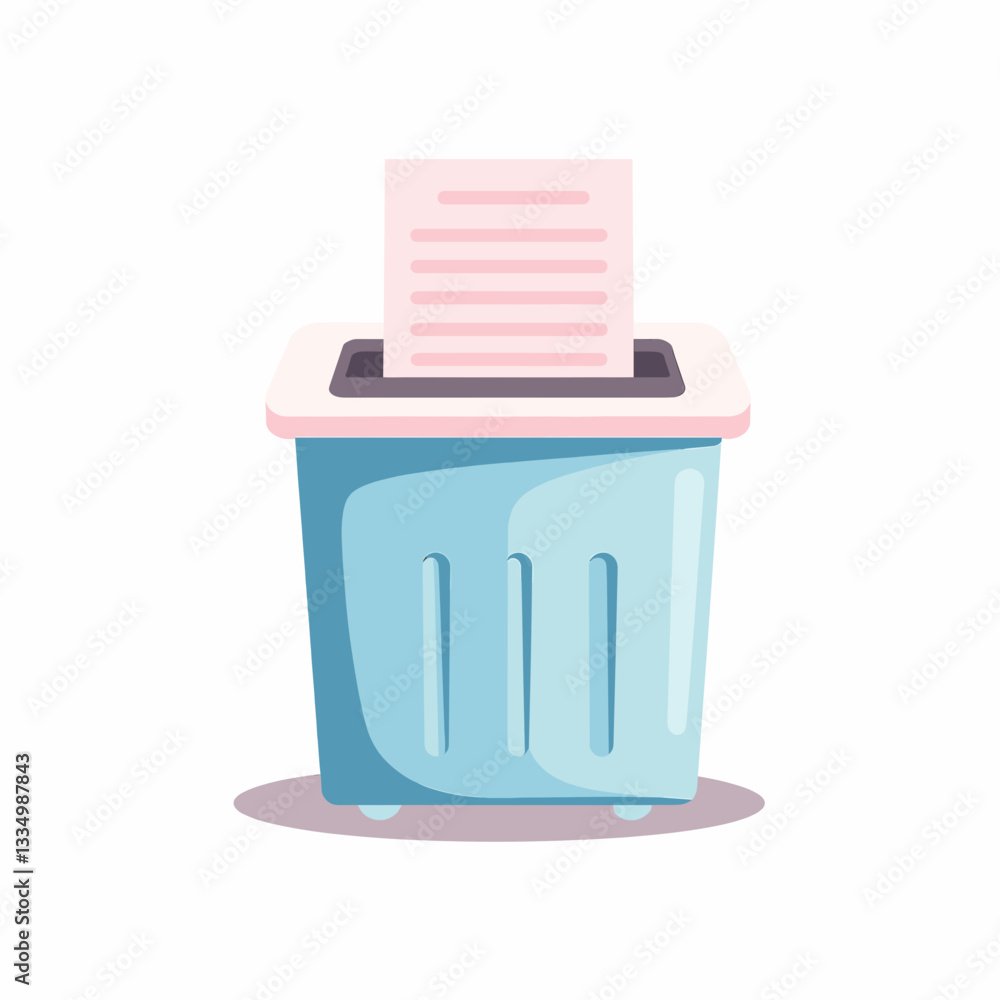Stylish paper shredder illustration on white background, organization concept