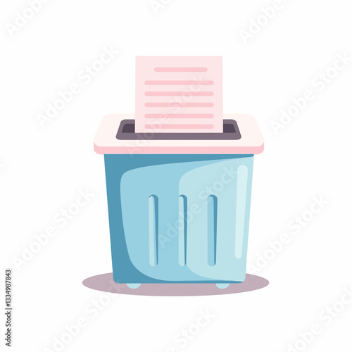 Stylish paper shredder illustration on white background, organization concept