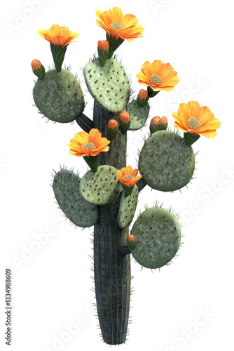Isolated cactus with flowers