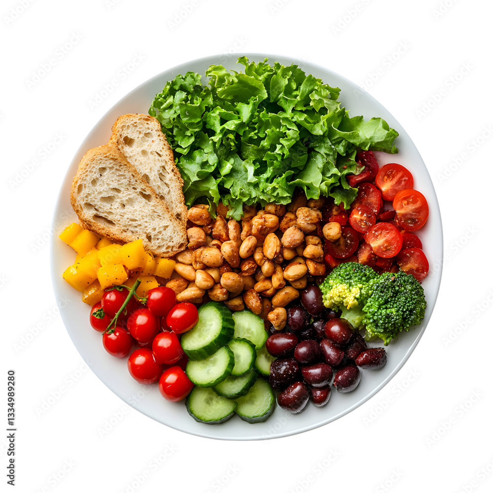 Plate of Vegetables and Bread Isolated on Transparent Background Plate of Vegetables and Bread Isolated on Transparent Background