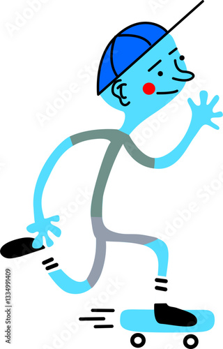 Ilustración de un joven skater