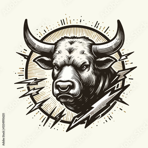Ilustración de la cabeza de un toro en estilo de gráficos vectoriales sobre un fondo clipart transparente e aislado en formato vectorial, perfecta para diseño y proyectos creativos.